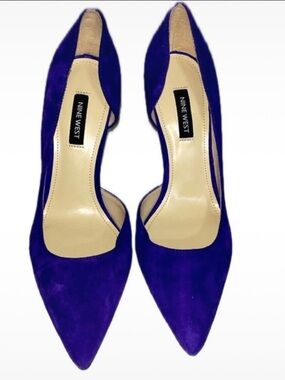 Nine West Folowe d’Orsay Suede Pointed Toe Pumps Indigo Blue Purple 7.5M
